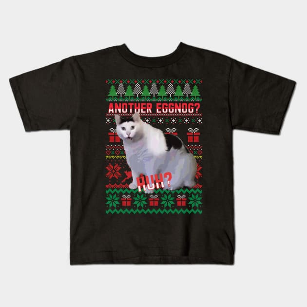 Huh Cat Ugly Xmas Sweater Kids T-Shirt by Polomaker